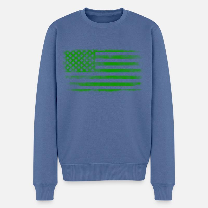 Drapeau de la Saint-Patrick irlandais américain lavé - Pull Premium bio Homme - bleu pigeon