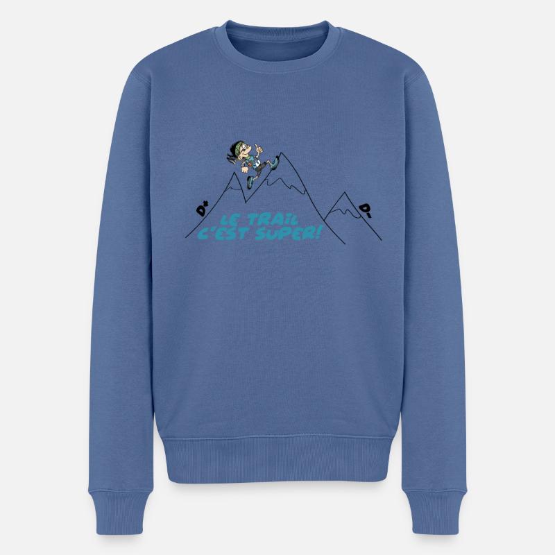 Trailrunning ist ein Super-Ultra-Trailrunner - Männer Premium Bio Pullover - Taubenblau