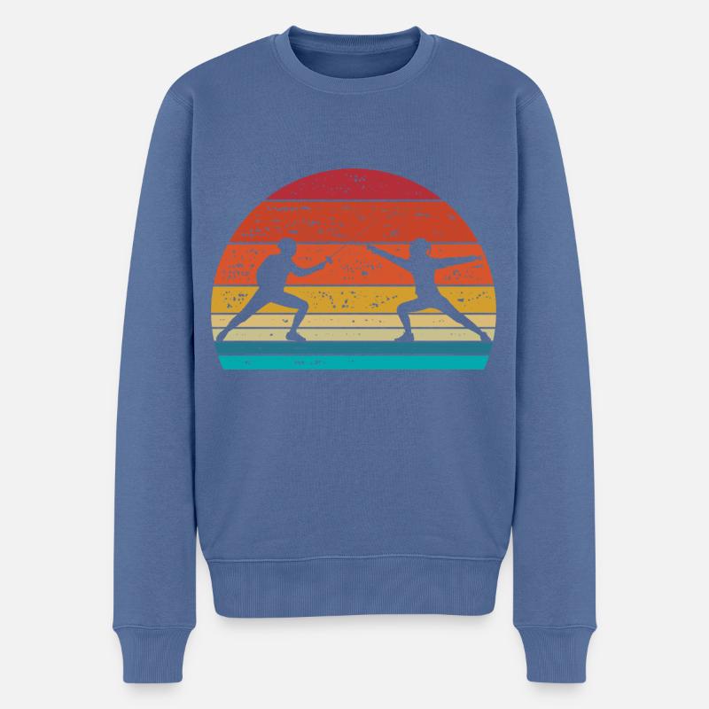 Fechten Retro - Männer Premium Bio Pullover - Taubenblau