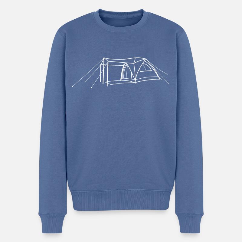 Zelt Kontur Weiss - Männer Premium Bio Pullover - Taubenblau
