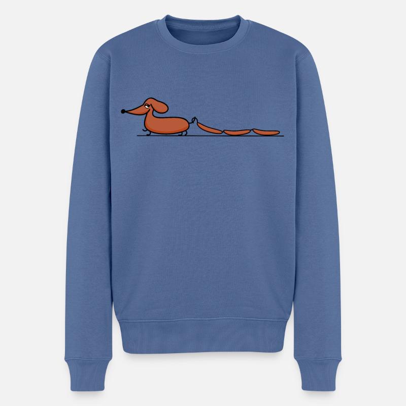 Teckel avec des saucisses - Pull Premium bio Homme - bleu pigeon