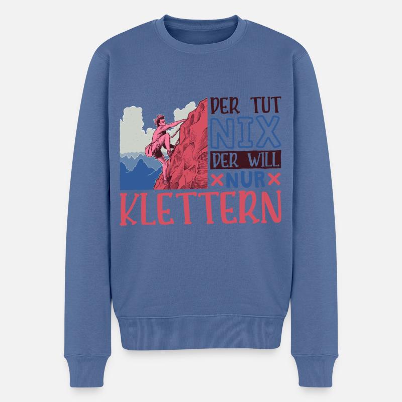 Berg Bergsteigen Kletterer Klettern - Männer Premium Bio Pullover - Taubenblau