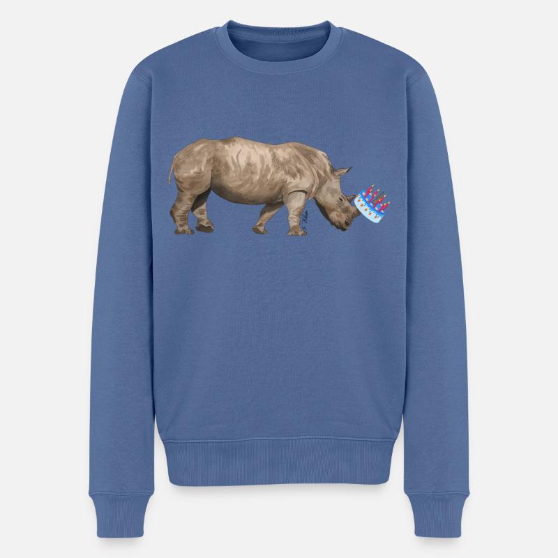 Rhinocéros d'anniversaire - Pull Premium bio Homme - bleu pigeon