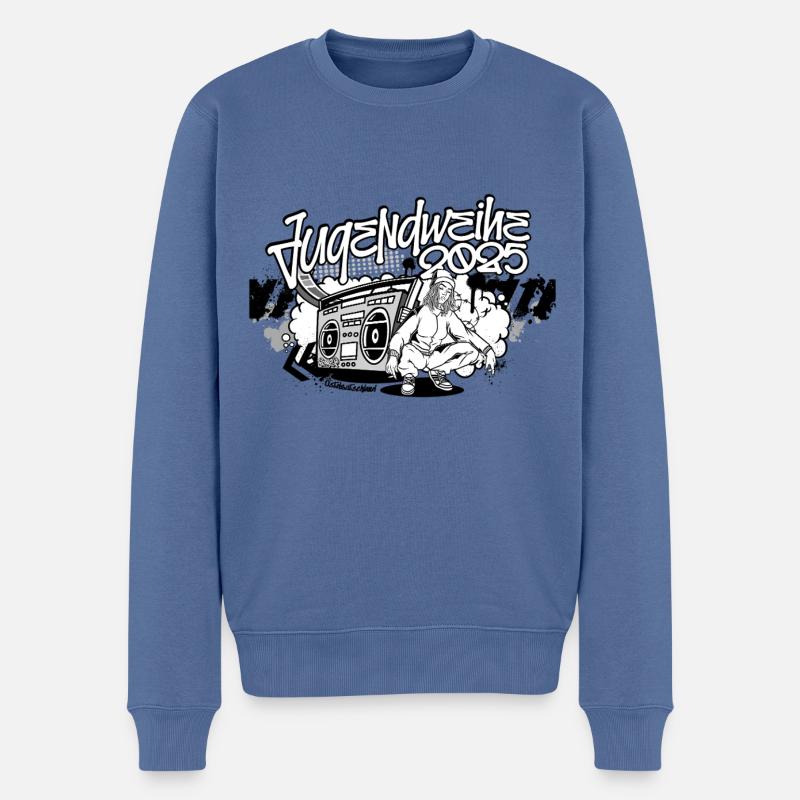 Jugendweiheparty 2025 Jugendweihe Spruch - Männer Premium Bio Pullover - Taubenblau