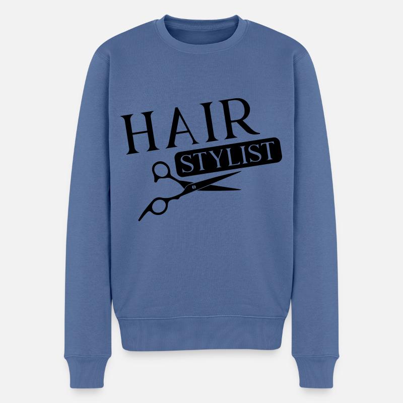 Ciseaux de coiffeur - Pull Premium bio Homme - bleu pigeon