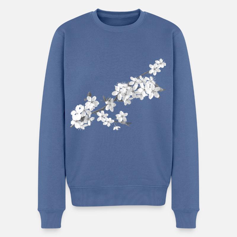 Belle sakura (blanc de perles) - Pull Premium bio Homme - bleu pigeon