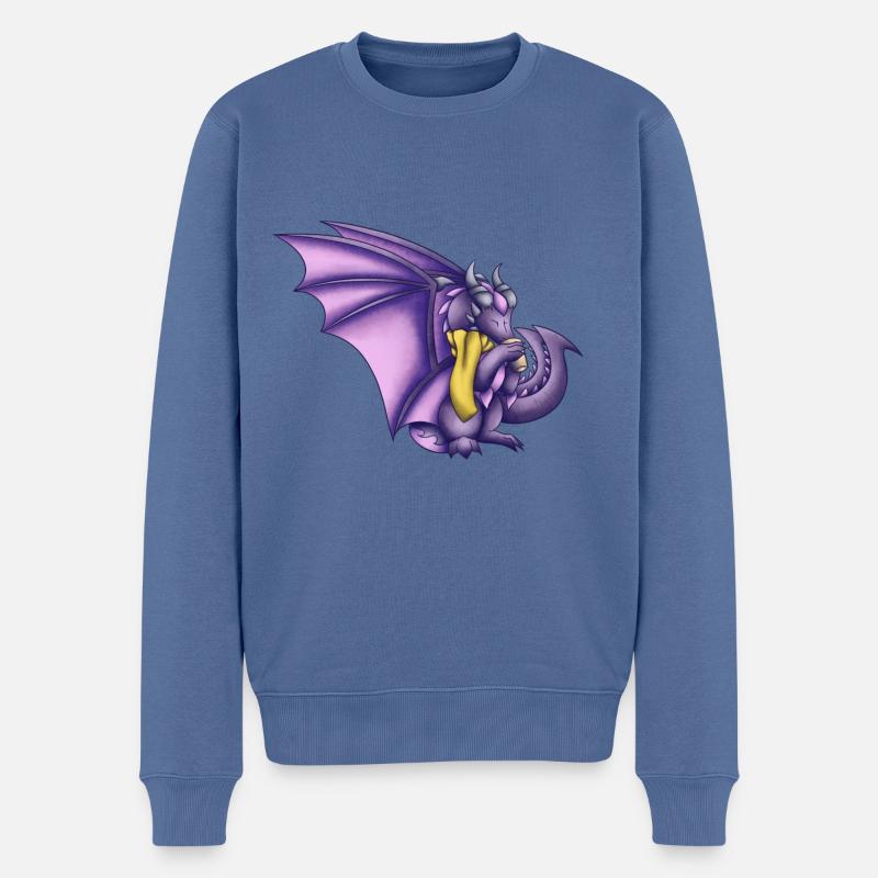Herbst Lila Drache - Männer Premium Bio Pullover - Taubenblau