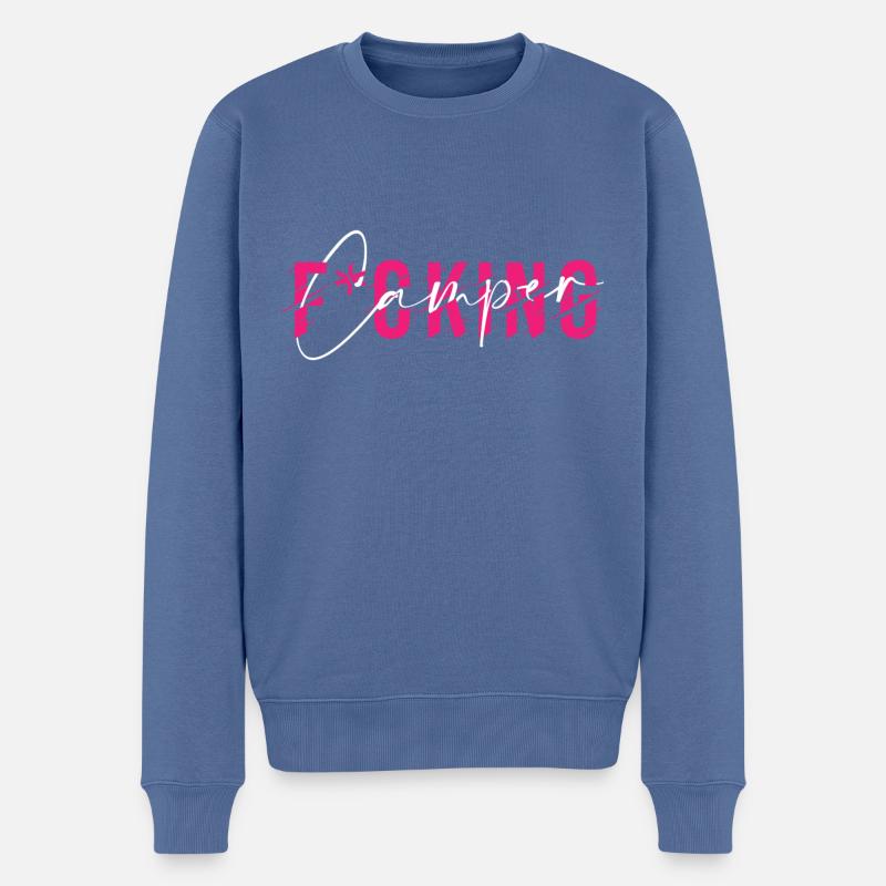 FUCKING Camper Electro - Männer Premium Bio Pullover - Taubenblau