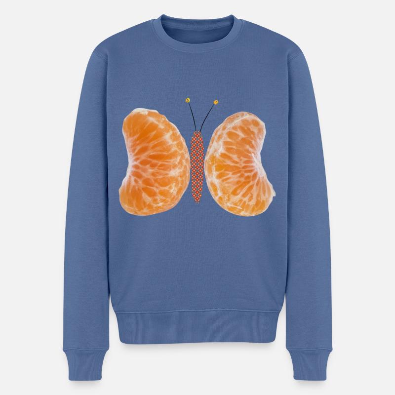 Mandarinenfalter 01 - Männer Premium Bio Pullover - Taubenblau