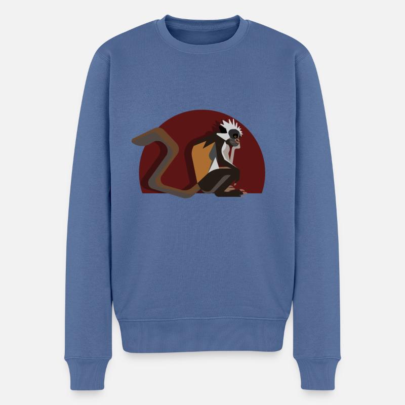 Sansibarstummelaffe - Männer Premium Bio Pullover - Taubenblau
