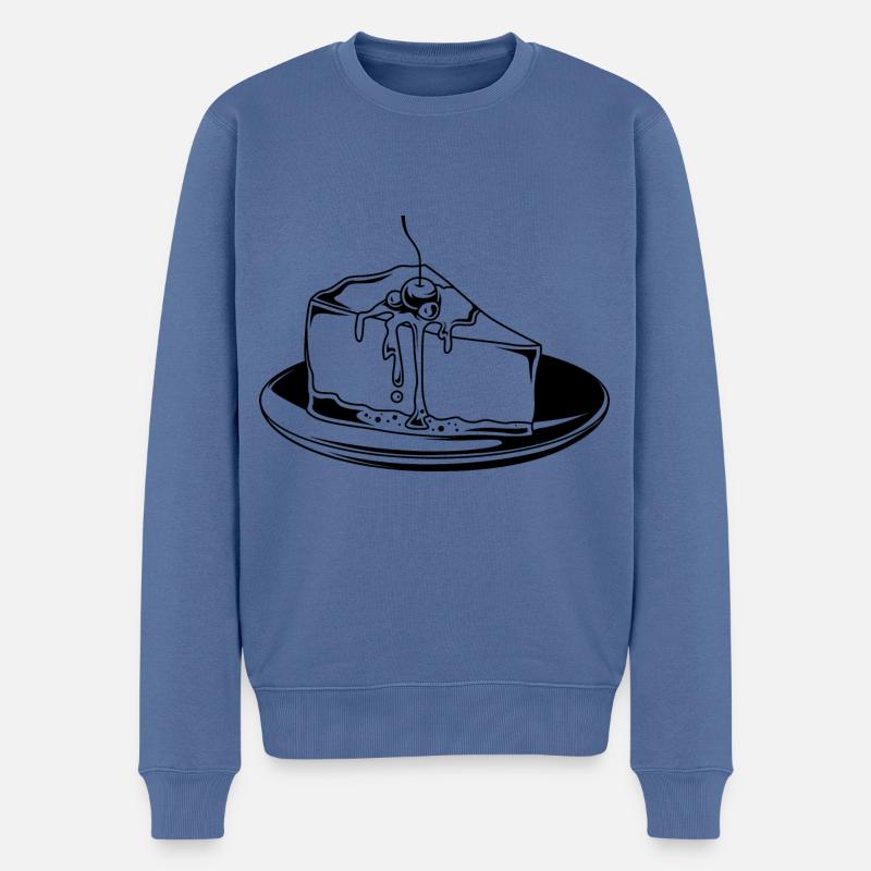 Käsekuchen Kuchen silhouette - Männer Premium Bio Pullover - Taubenblau