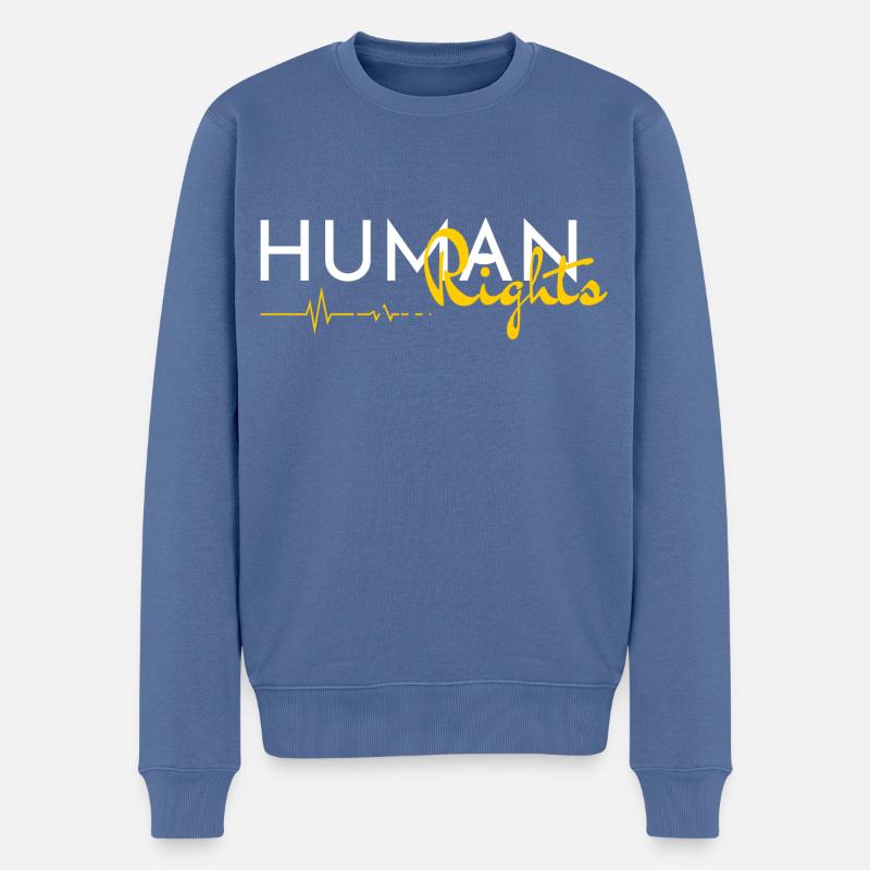 Lebensader zu Menschenrechten - Männer Premium Bio Pullover - Taubenblau