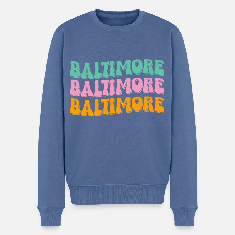 Baltimore - Männer Premium Bio Pullover - Taubenblau