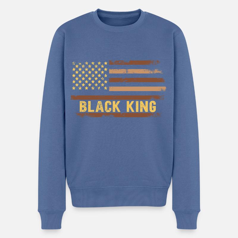 Roi Noir - Pull Premium bio Homme - bleu pigeon
