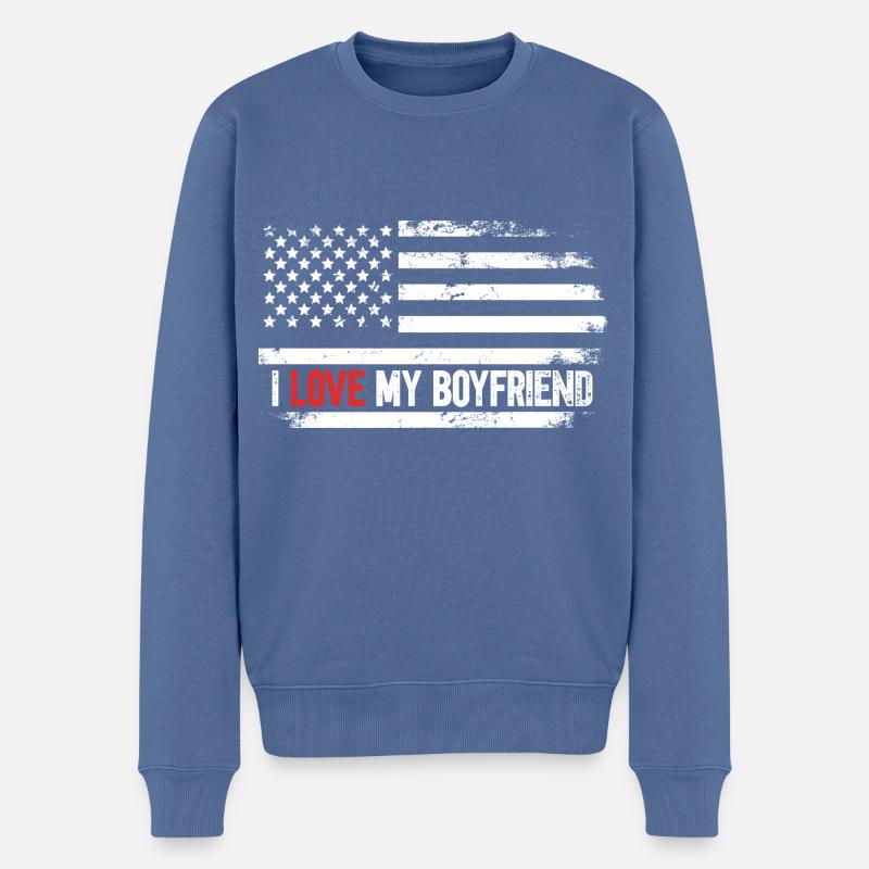 J’aime mon petit ami - Pull Premium bio Homme - bleu pigeon