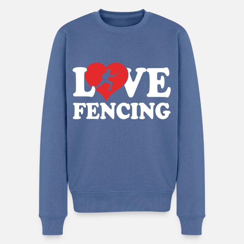 Fechten - Männer Premium Bio Pullover - Taubenblau