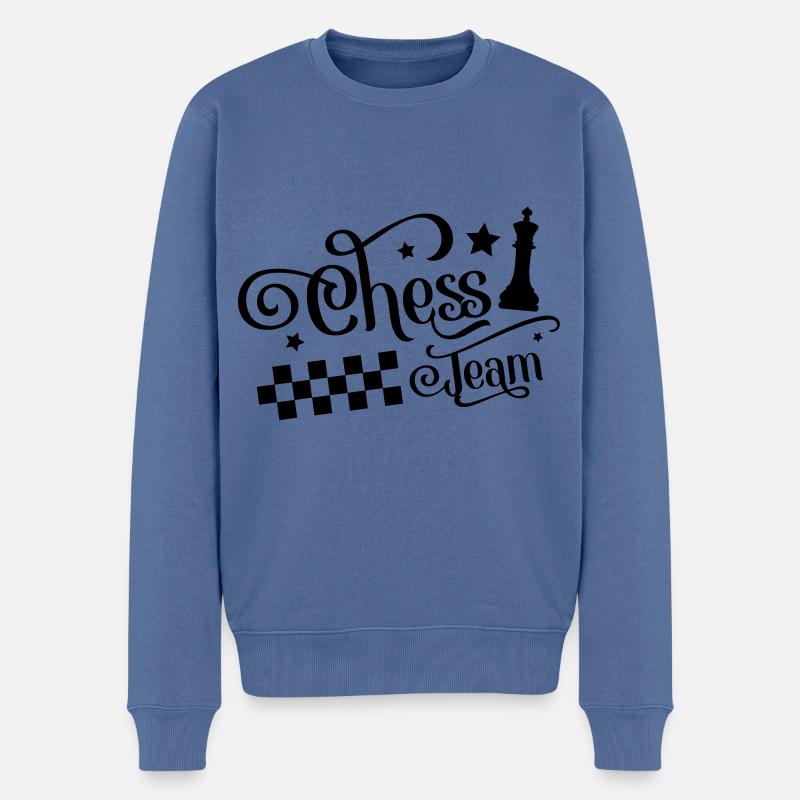 chess team - Pull Premium bio Homme - bleu pigeon