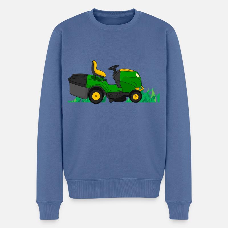 Sitz Rasenmäher Gärtner - Männer Premium Bio Pullover - Taubenblau