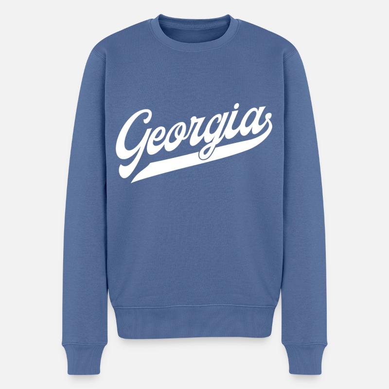 Georgia Classic Swoosh - Männer Premium Bio Pullover - Taubenblau