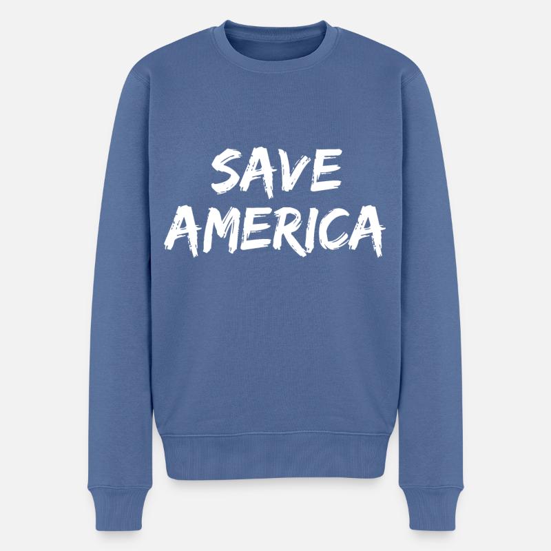 Save America - Männer Premium Bio Pullover - Taubenblau