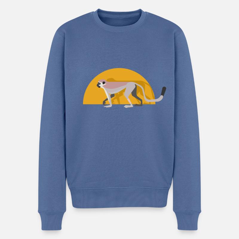 Grünmeerkatze - Männer Premium Bio Pullover - Taubenblau