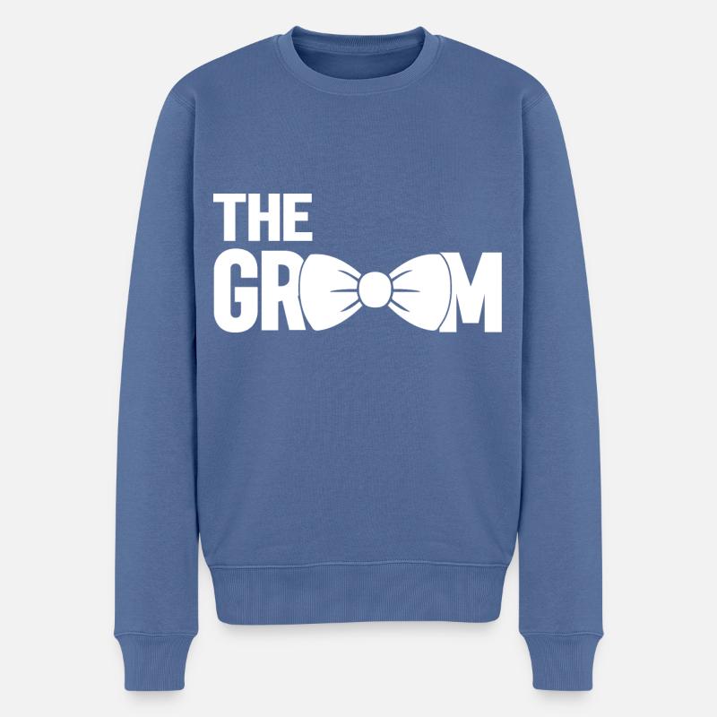 Le marié - Der Bräutigam - Pull Premium bio Homme - bleu pigeon
