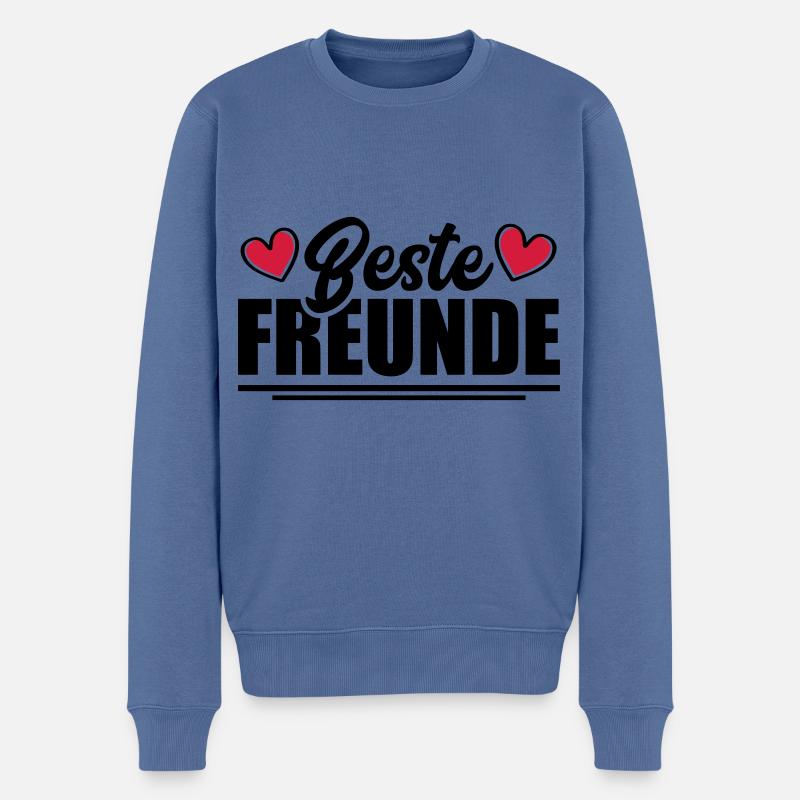 Beste Freunde Freundschaft - Männer Premium Bio Pullover - Taubenblau