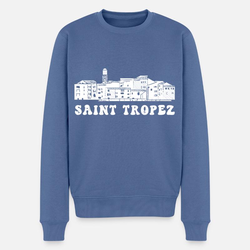Saint Tropez Oldtown - Männer Premium Bio Pullover - Taubenblau