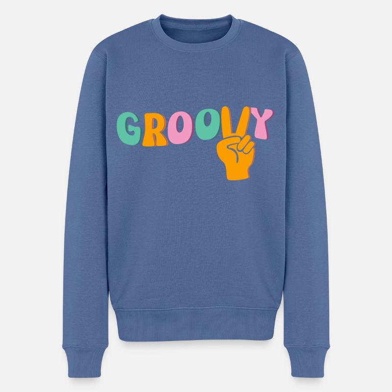 Groovy - Männer Premium Bio Pullover - Taubenblau