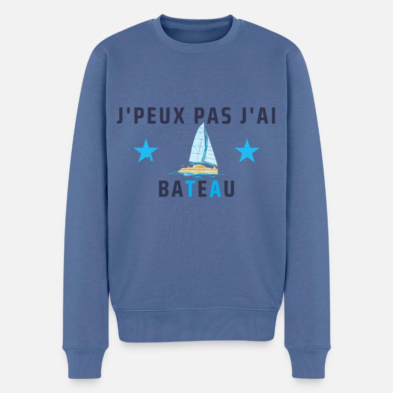 j peux pas j ai bateau - Pull Premium bio Homme - bleu pigeon
