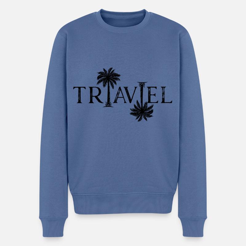 Travel Reise Palmen Strand - Männer Premium Bio Pullover - Taubenblau
