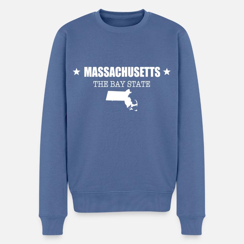 Massachusetts - Männer Premium Bio Pullover - Taubenblau