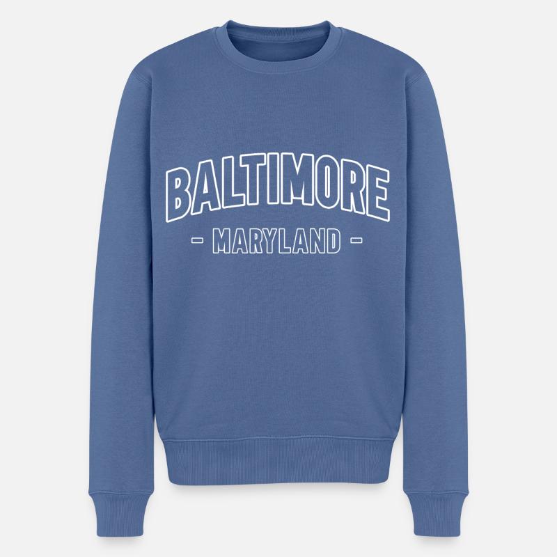 Baltimore - Männer Premium Bio Pullover - Taubenblau