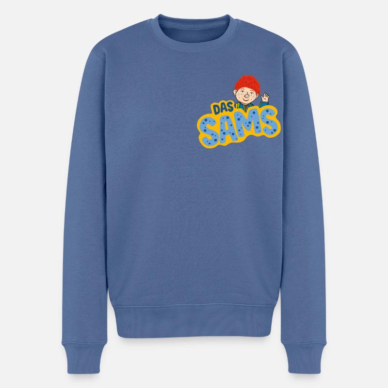 Das Sams Logo Sams Winkt - Männer Premium Bio Pullover - Taubenblau
