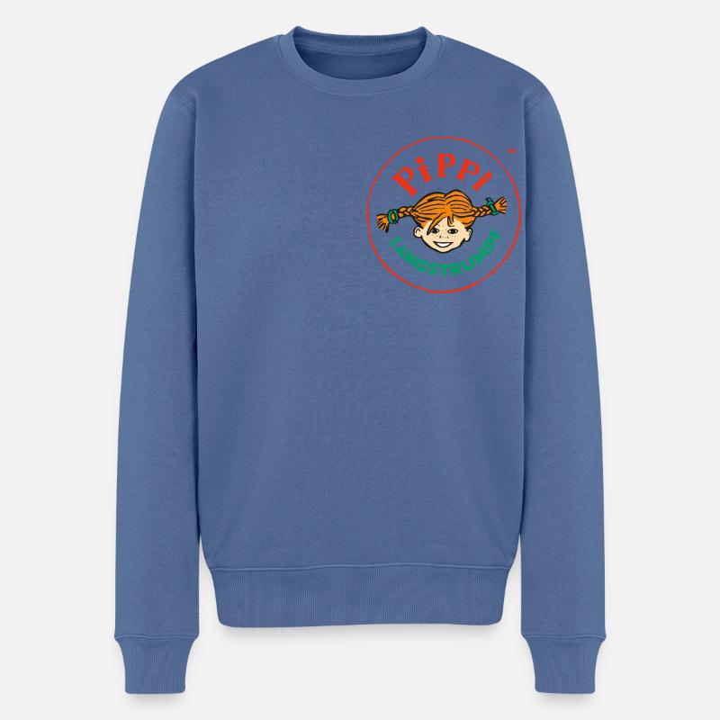 Pippi Langstrumpf Rundes Logo - Männer Premium Bio Pullover - Taubenblau