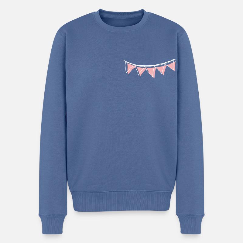 Wimpel Girlande _outline_white_rosé - Männer Premium Bio Pullover - Taubenblau