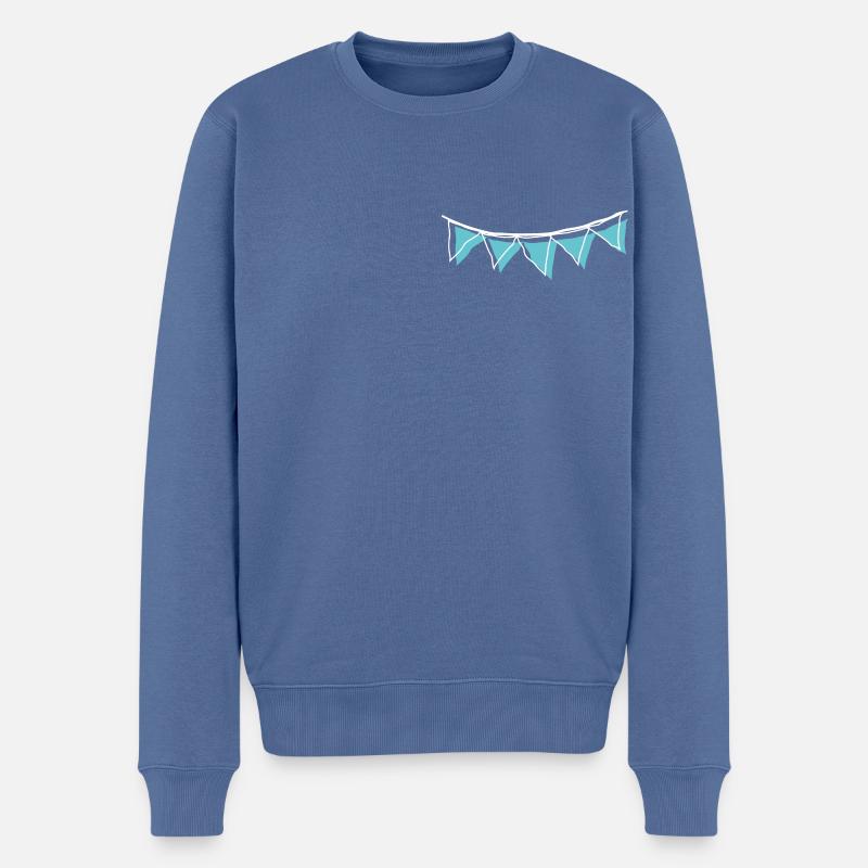 Wimpel Girlande _outline_white_blue - Männer Premium Bio Pullover - Taubenblau