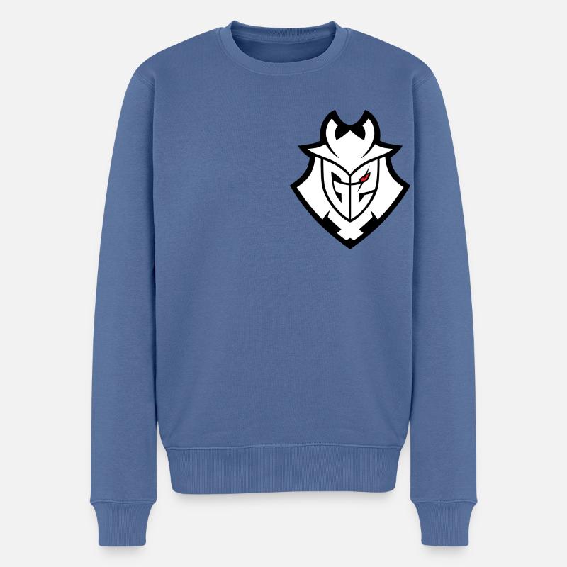 G2 Esports Logo Schwarz Linien Klein - Männer Premium Bio Pullover - Taubenblau