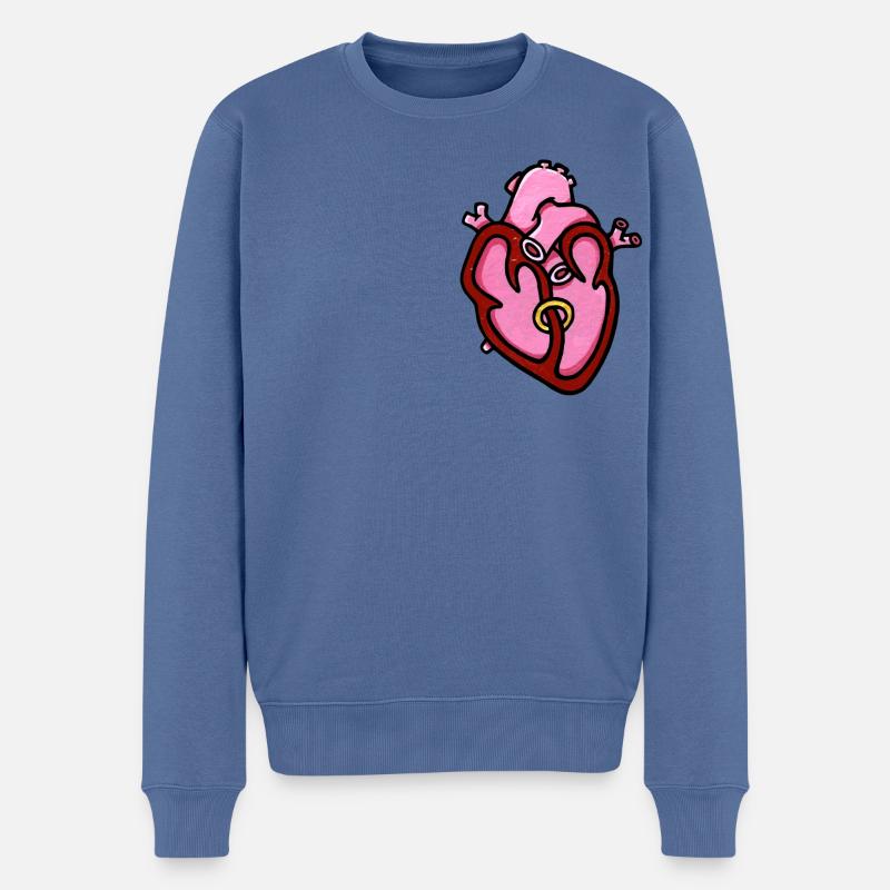 CŒUR 2 - Pull Premium bio Homme - bleu pigeon