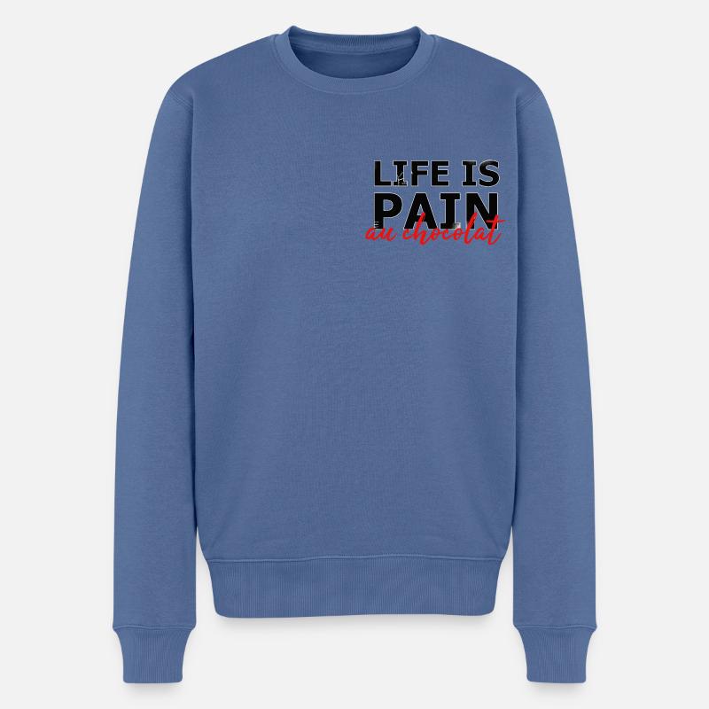 pain au chocolat - Pull Premium bio Homme - bleu pigeon