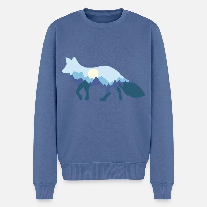 Fuchs Mondschein fox moonlight - Männer Premium Bio Pullover - Taubenblau