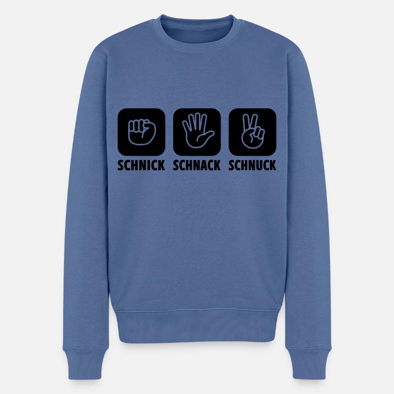 Schere Stein Papier | Farbe änderbar - Männer Premium Bio Pullover - Taubenblau
