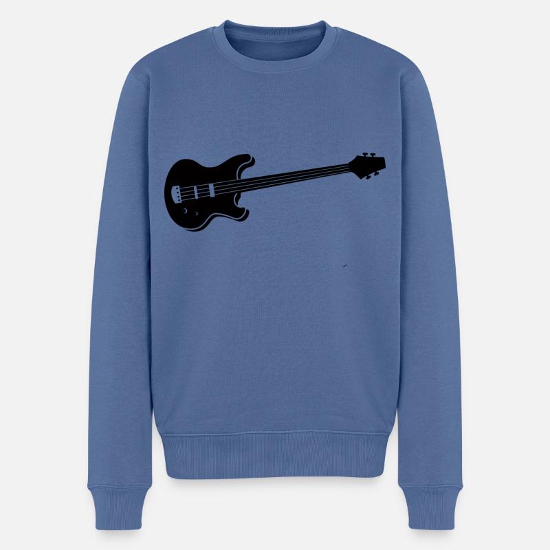 Schwarze Bassgitarre 4 Saiter elektrisch akustisch - Männer Premium Bio Pullover - Taubenblau