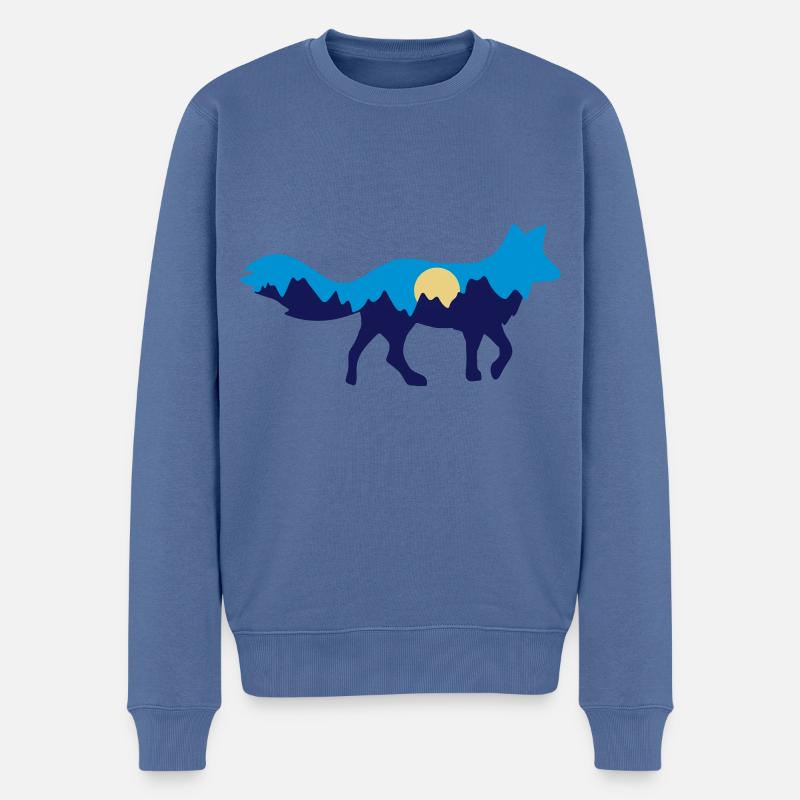Wildlife Fuchs Mountains Fox - Männer Premium Bio Pullover - Taubenblau
