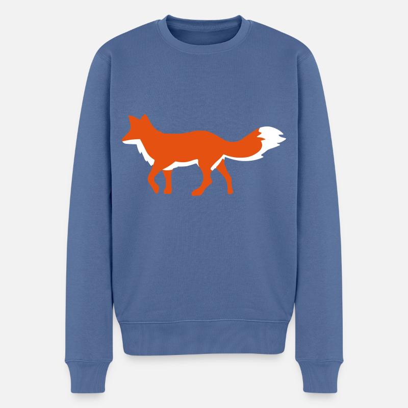 Fox / Renard / Fuchs - Männer Premium Bio Pullover - Taubenblau
