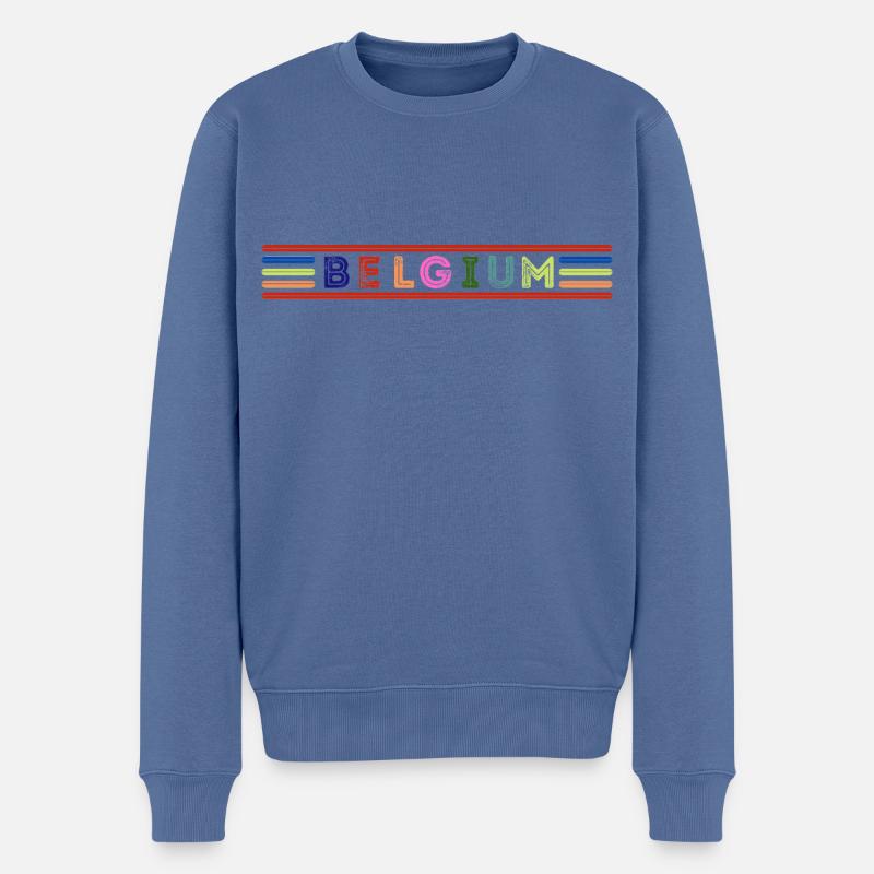 BELGIEN - Männer Premium Bio Pullover - Taubenblau