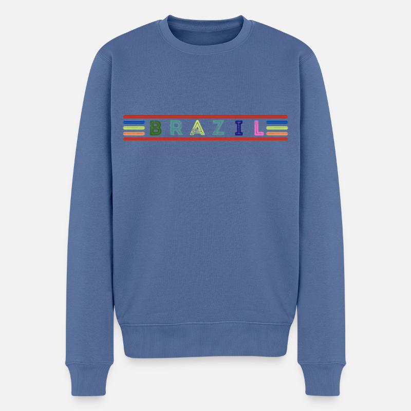 Brazilien - Männer Premium Bio Pullover - Taubenblau