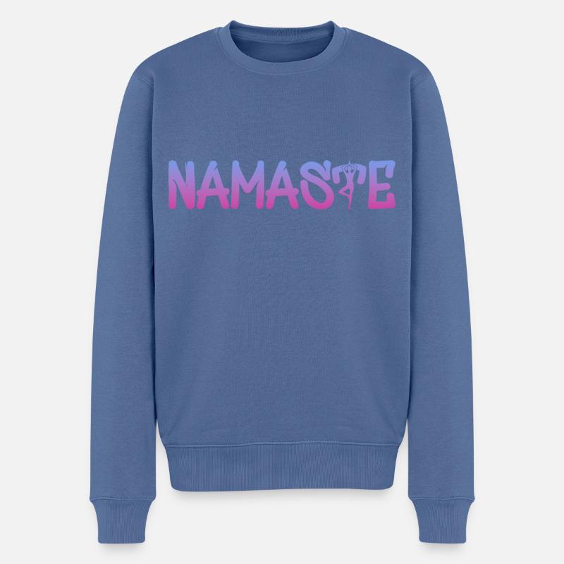 Namaste - Männer Premium Bio Pullover - Taubenblau