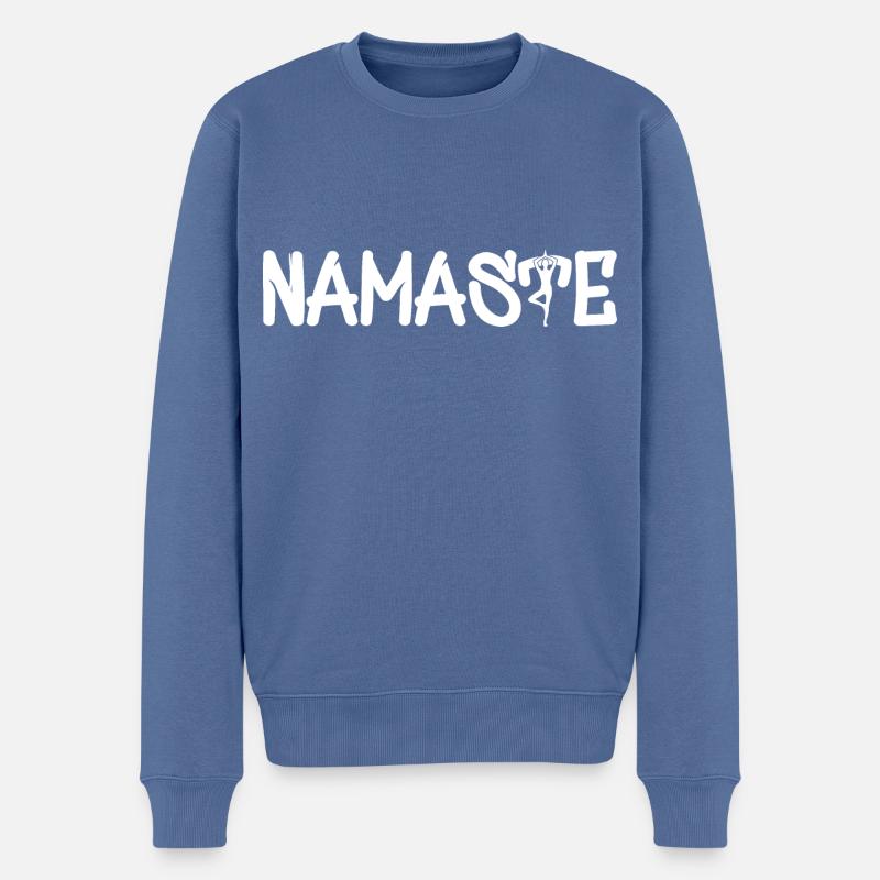 Namaste - Männer Premium Bio Pullover - Taubenblau