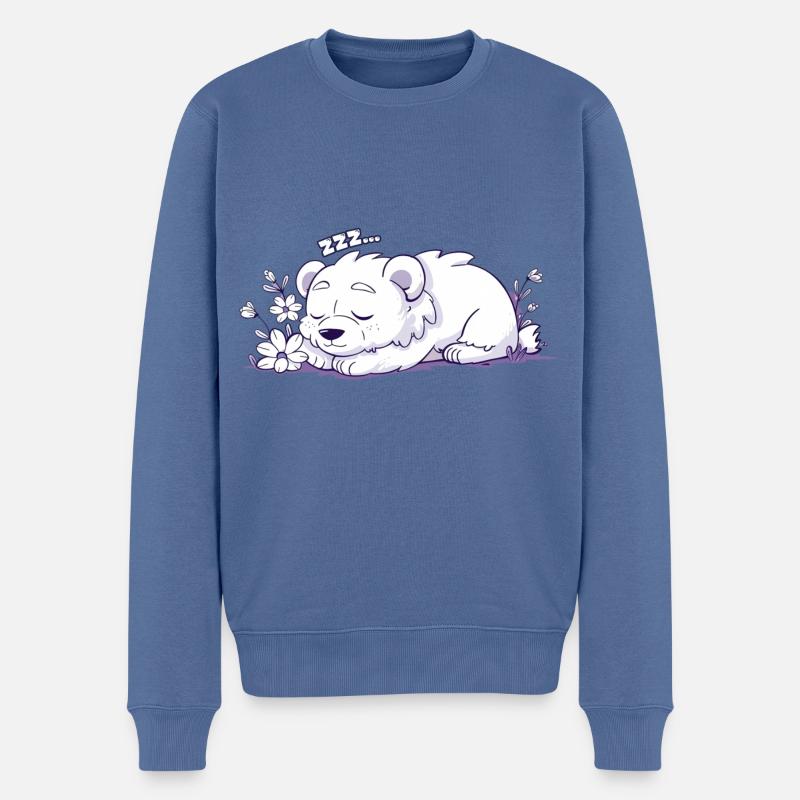 Schlafender Bär - Aufkleber - Männer Premium Bio Pullover - Taubenblau